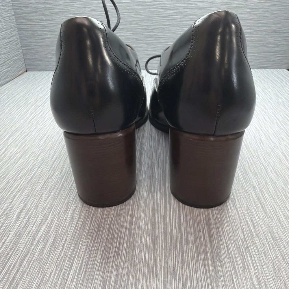 Clarks Artisan Women's 7.5 Black Leather Oxford Block Heel Lace Up Shoes - Picture 3 of 10